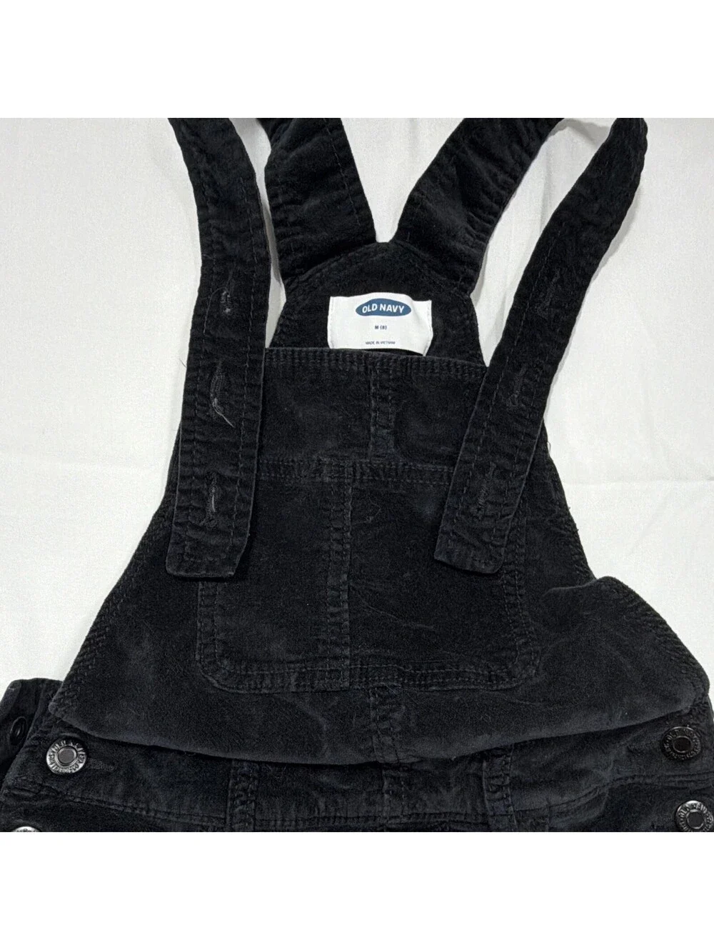 Old Navy Girls Black Denim Overalls Size 8 Adjustable Straps Casual Kids